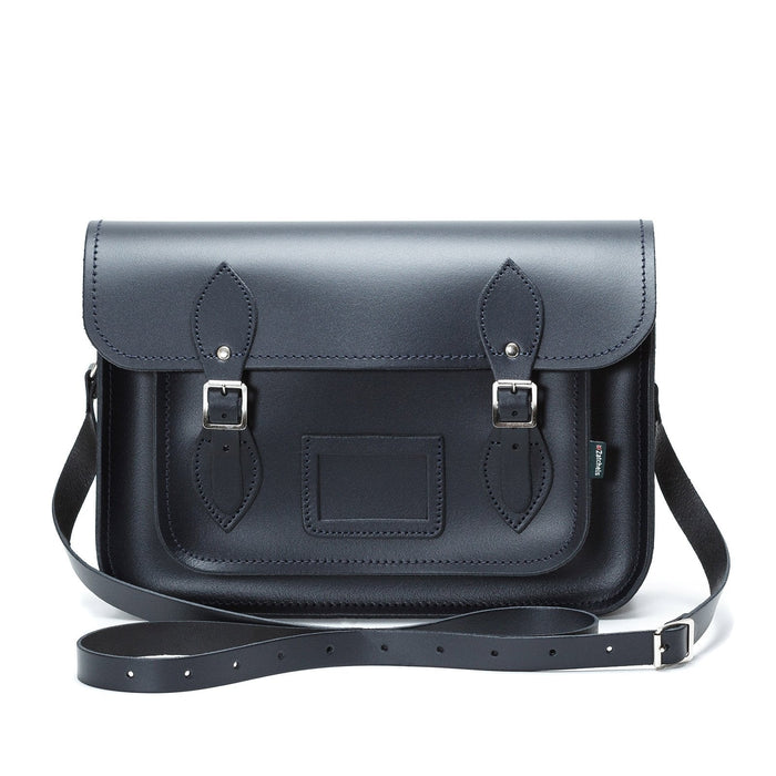 Handmade Leather Satchel - Navy Blue