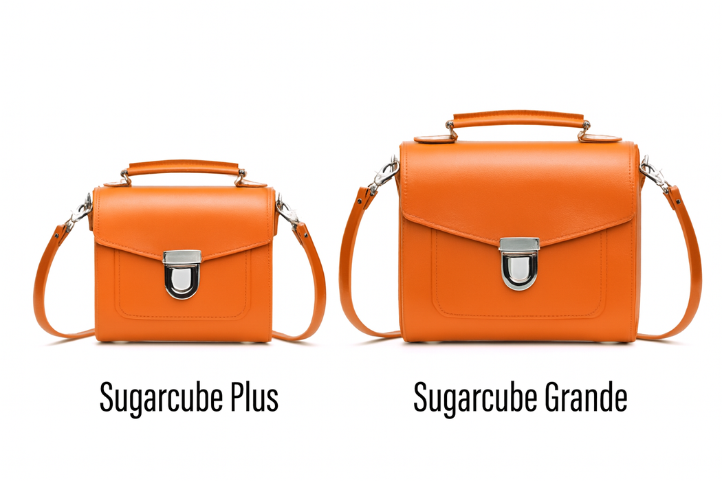 Handmade Leather Sugarcube Handbag - Orange