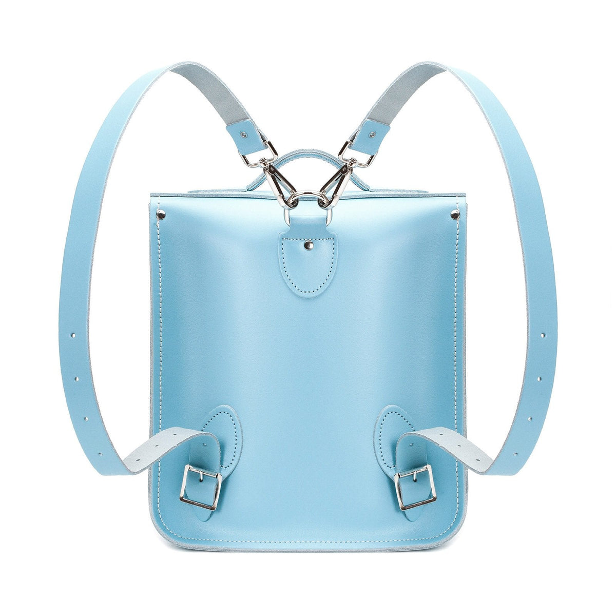 Handmade Leather City Backpack - Pastel Baby Blue