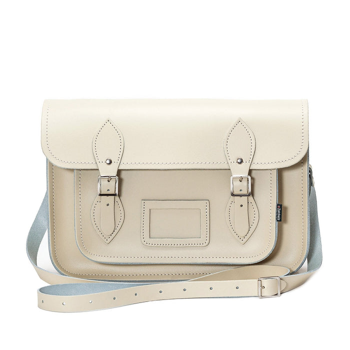 Handmade Leather Satchel - Pastel Cream