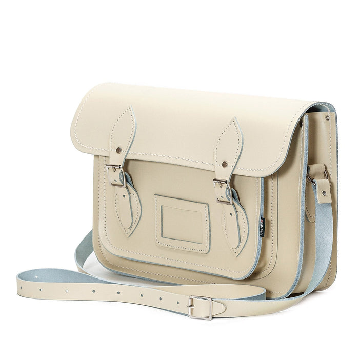 Handmade Leather Satchel - Pastel Cream