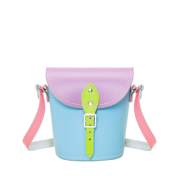 Handmade Leather Barrel Bag - Pastel Kaleidoscope