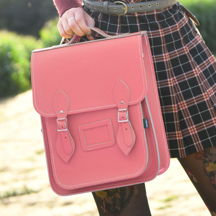 Handmade Leather City Backpack - Rose Quartz