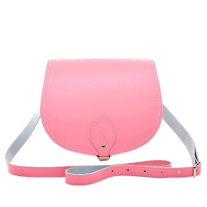 Handmade Leather Saddle Bag - Pastel Pink