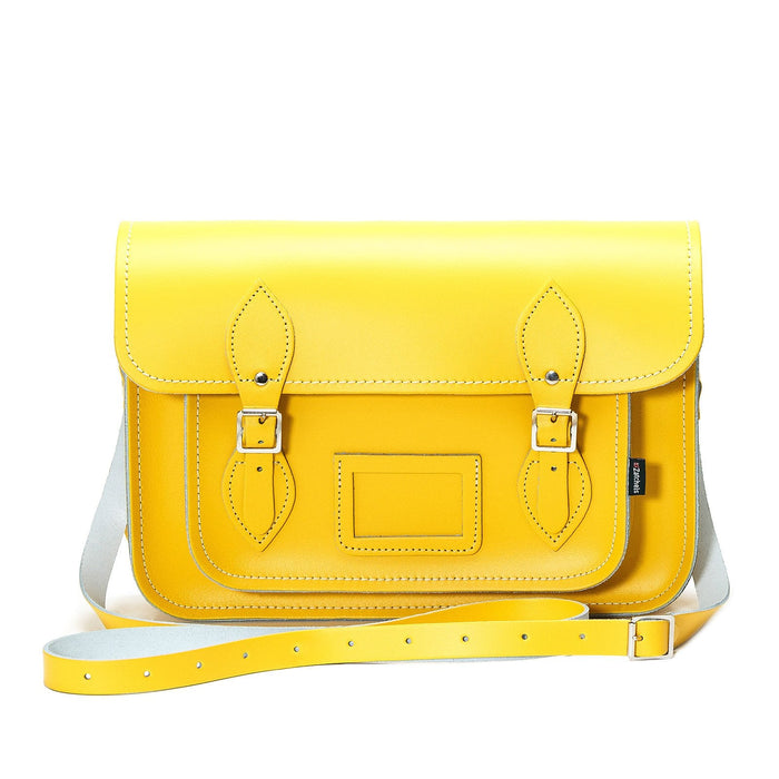 Handmade Leather Satchel - Pastel Daffodil Yellow