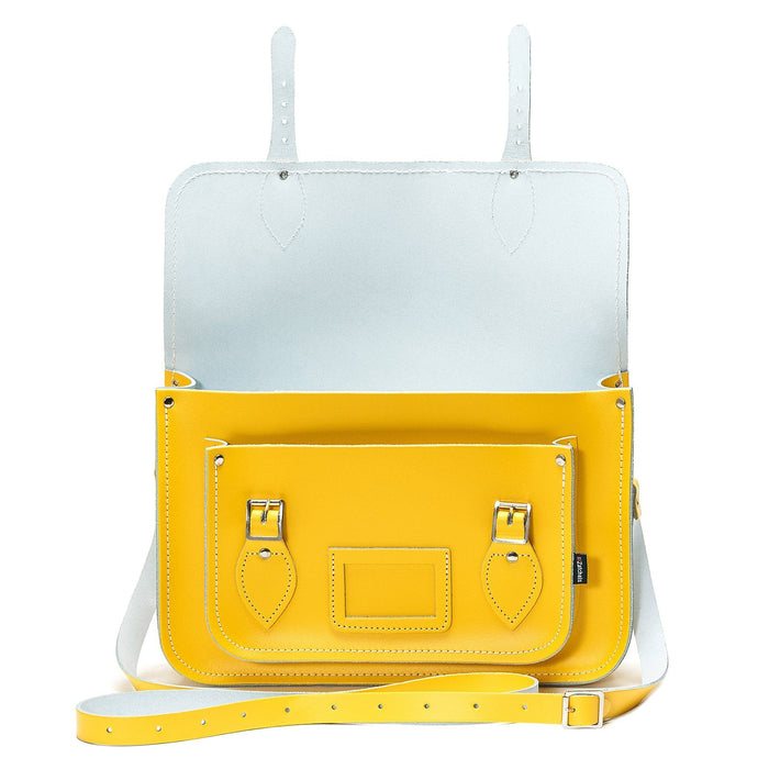 Handmade Leather Satchel - Pastel Daffodil Yellow