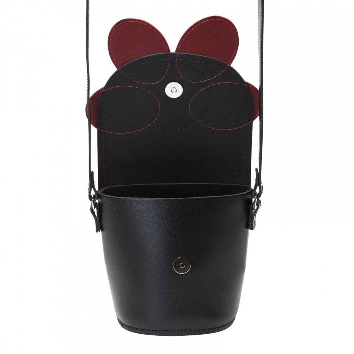 Handmade Leather Daisy Barrel Bag - Poppy - Red