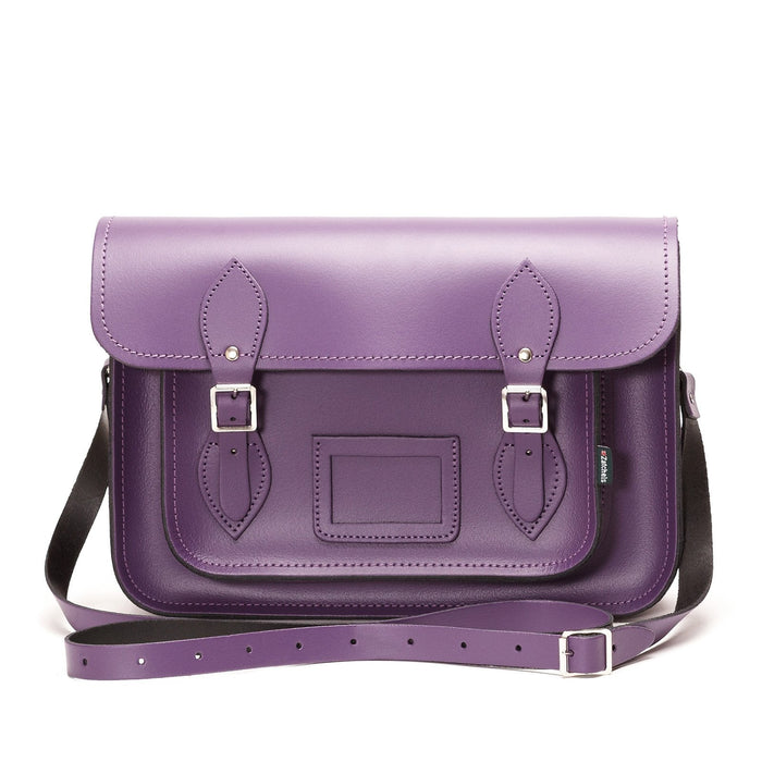 Handmade Leather Satchel - Purple