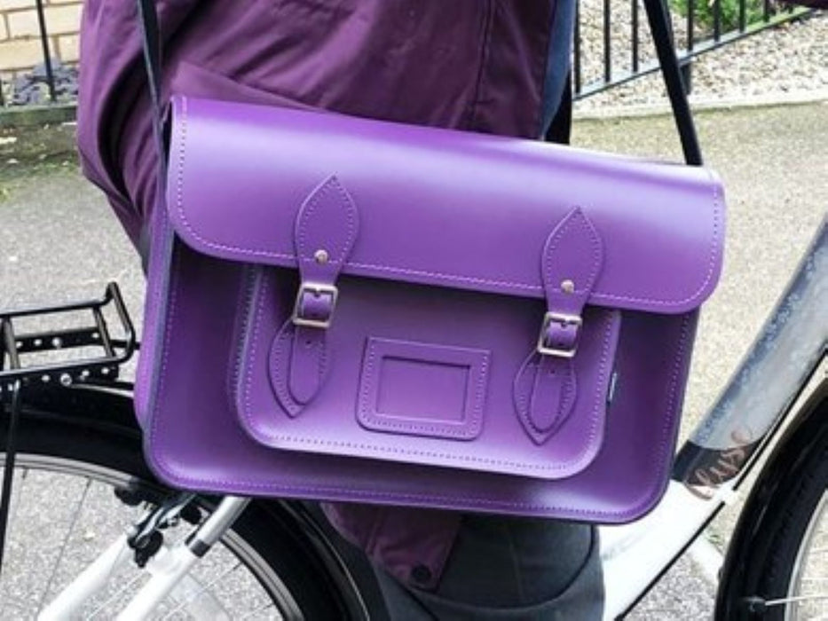 Handmade Leather Satchel - Purple
