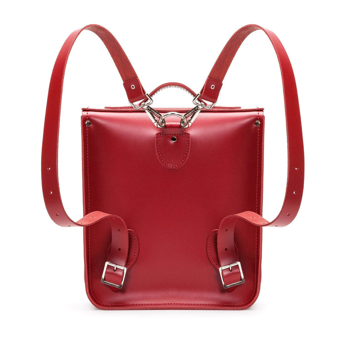 Handmade Leather City Backpack - Red