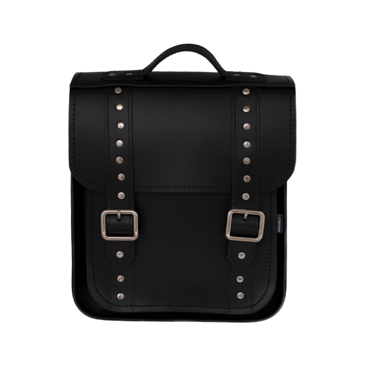 Handmade Leather City Backpack - Black Gothic Studded