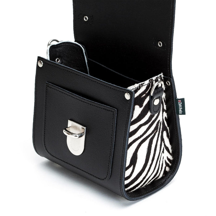 Handmade Leather Sugarcube Handbag - Zebra