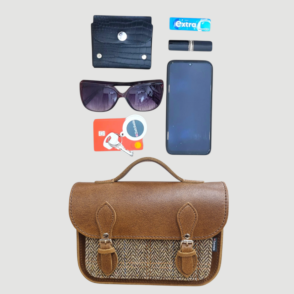 Midi Tannery & Tweed Satchel - Tan