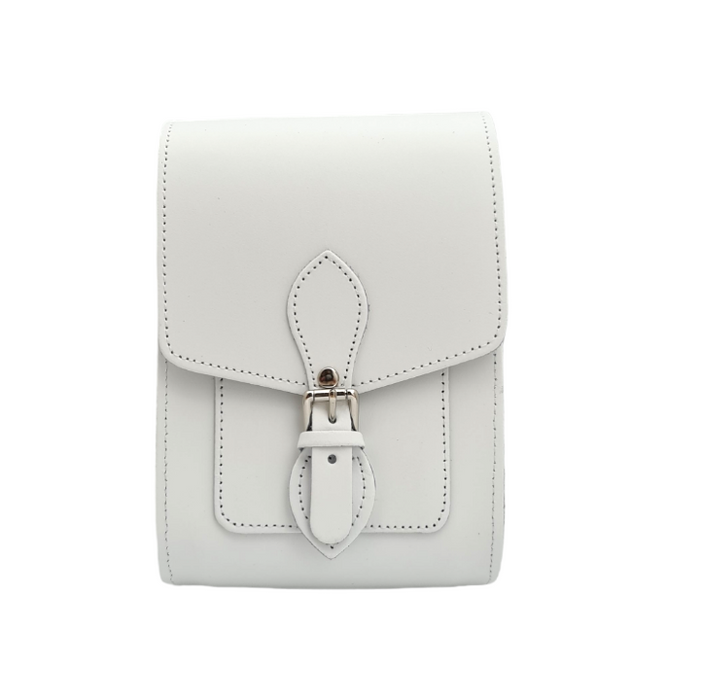 Handmade Leather Festival Phone Bag - White