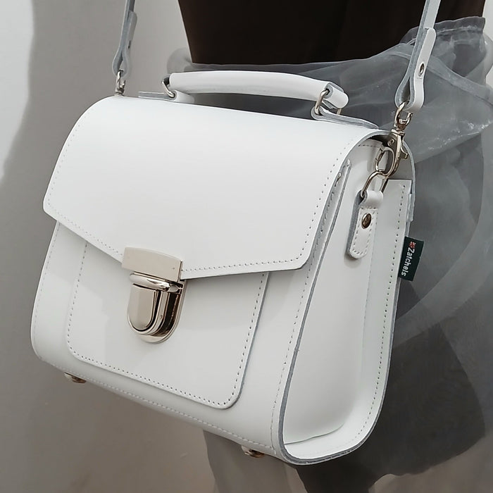 Handmade Leather Sugarcube Handbag - White