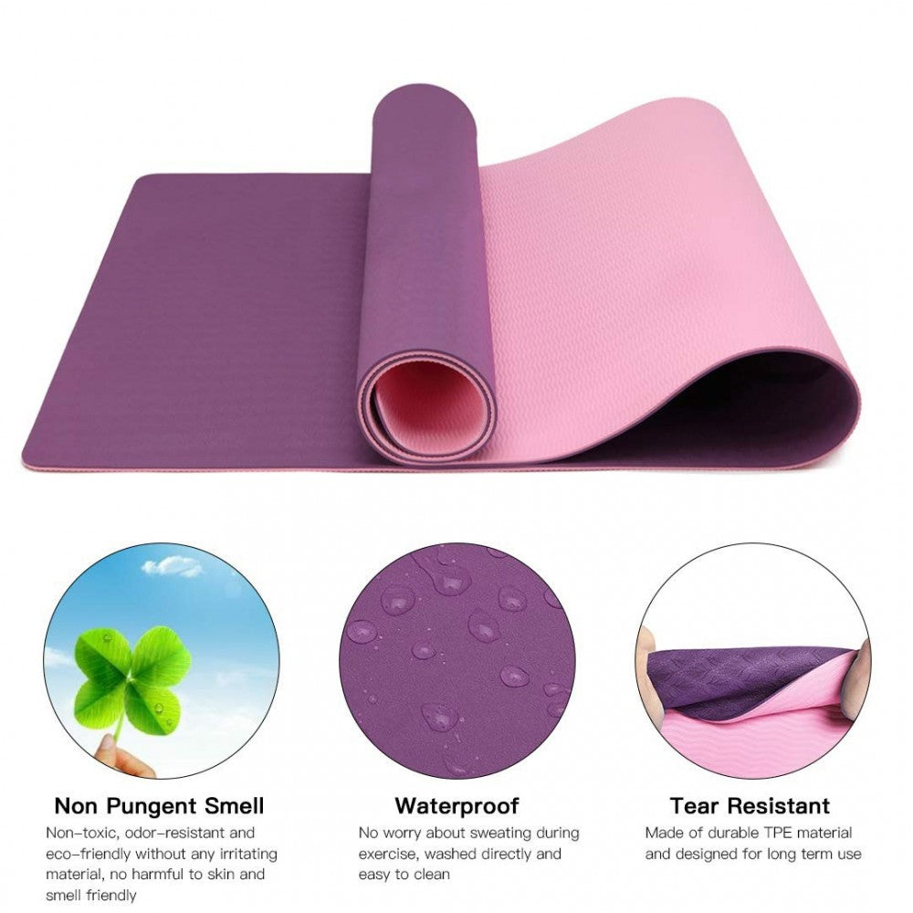 Yoga-1 – TPE Non-Slip Classic Yoga Mat – Purple and Pink