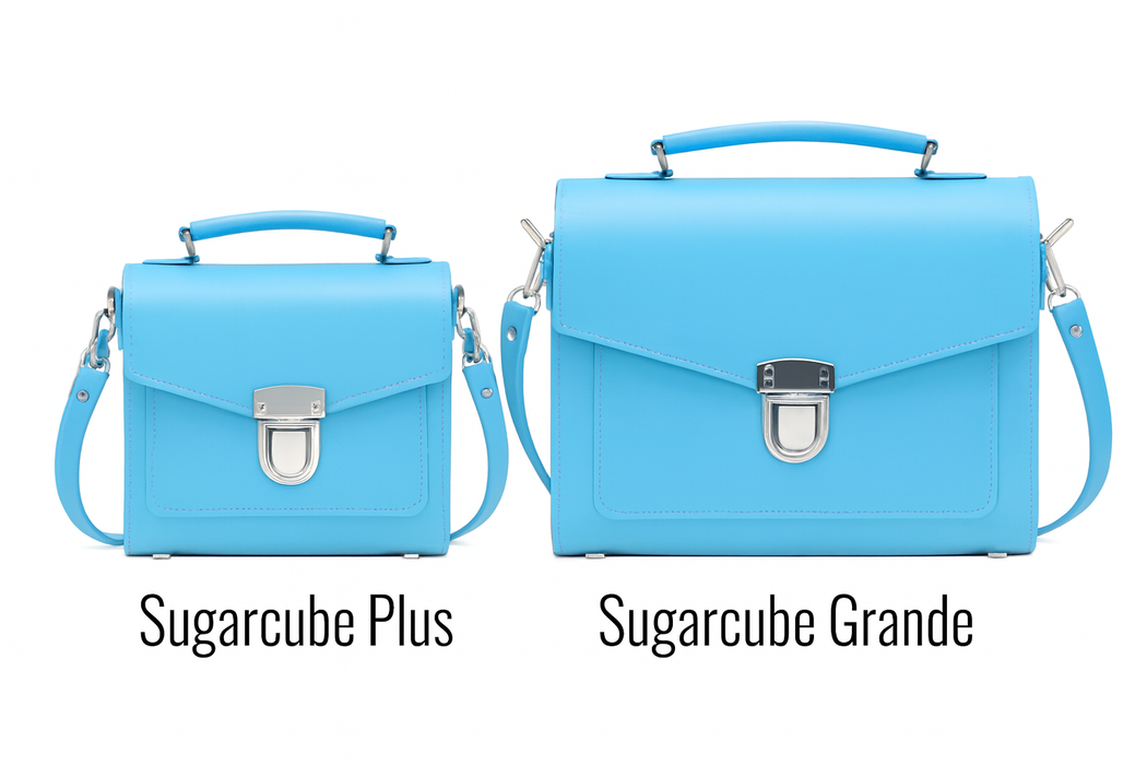 Handmade Leather Sugarcube Handbag - Pastel Baby Blue
