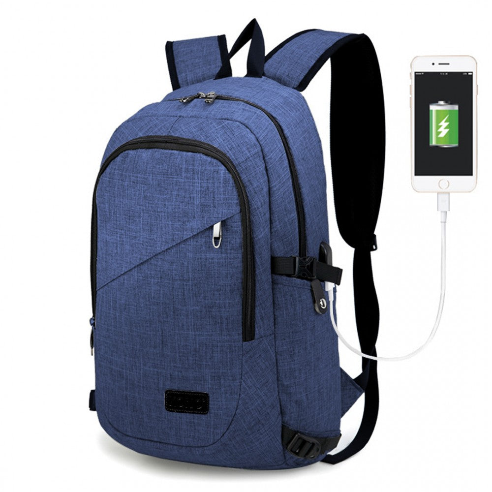 Business Laptop Backpack with USB Charging Port – Navy Blue