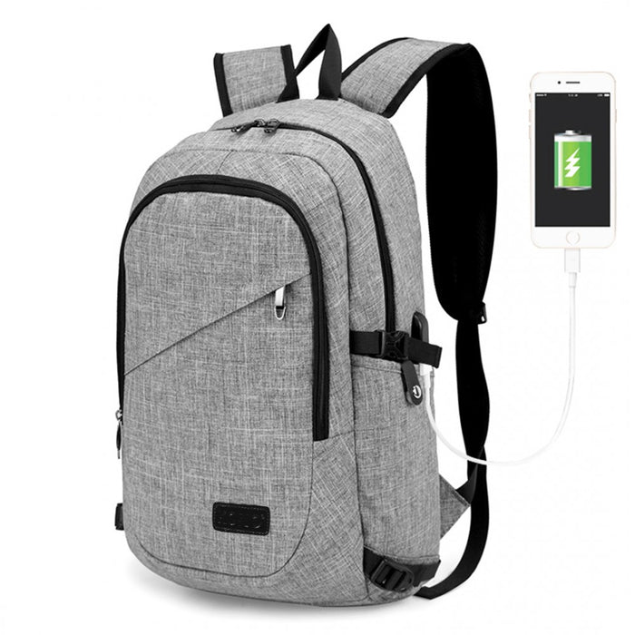 Business Laptop Backpack with USB Charging Port – Grey